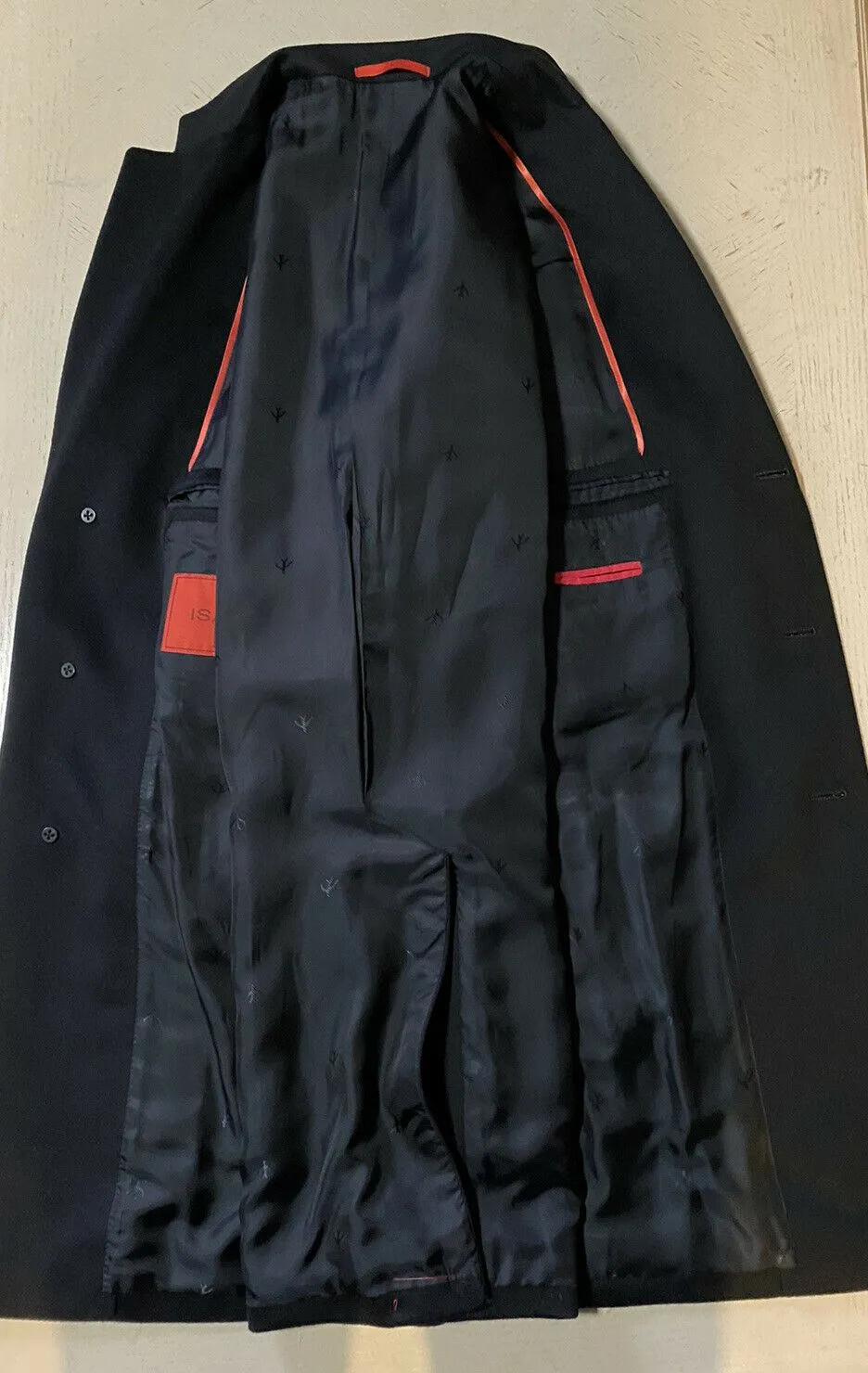 New $4200 Isaia Men’s Overcoat Coat Black Size 42R US ( 52R Eu ) Italy
