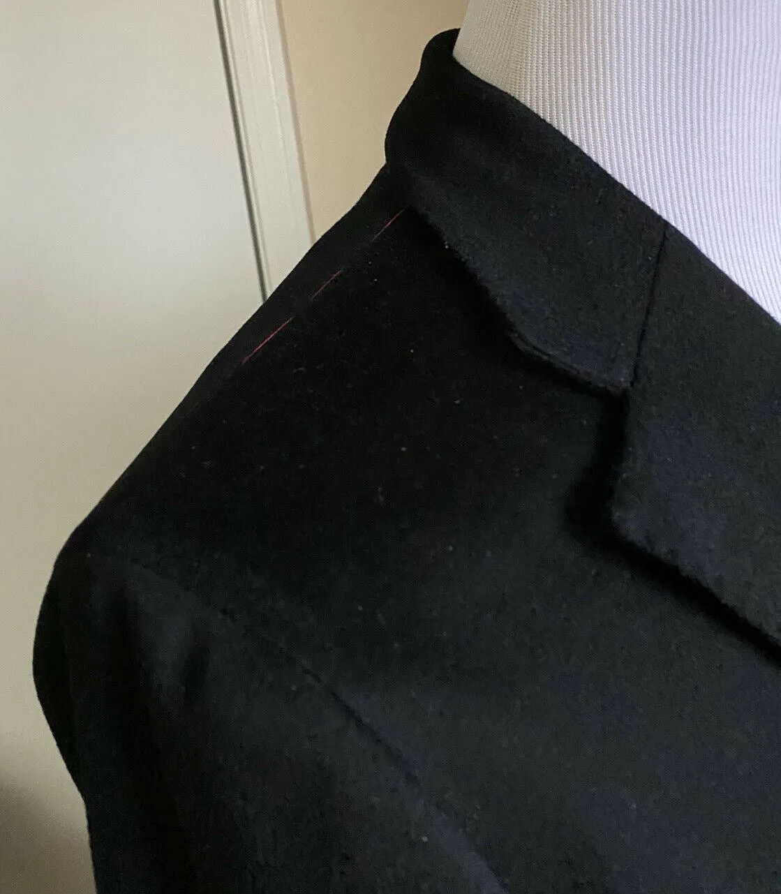 New $4200 Isaia Men’s Overcoat Coat Black Size 42R US ( 52R Eu ) Italy