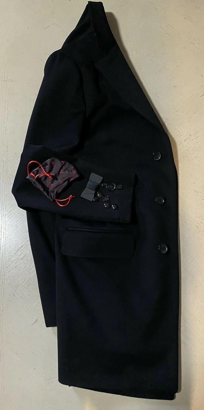 New $4200 Isaia Men’s Overcoat Coat Black Size 42R US ( 52R Eu ) Italy