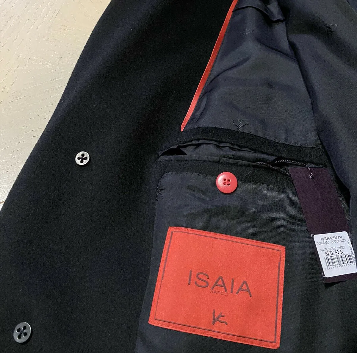 New $4200 Isaia Men’s Overcoat Coat Black Size 42R US ( 52R Eu ) Italy