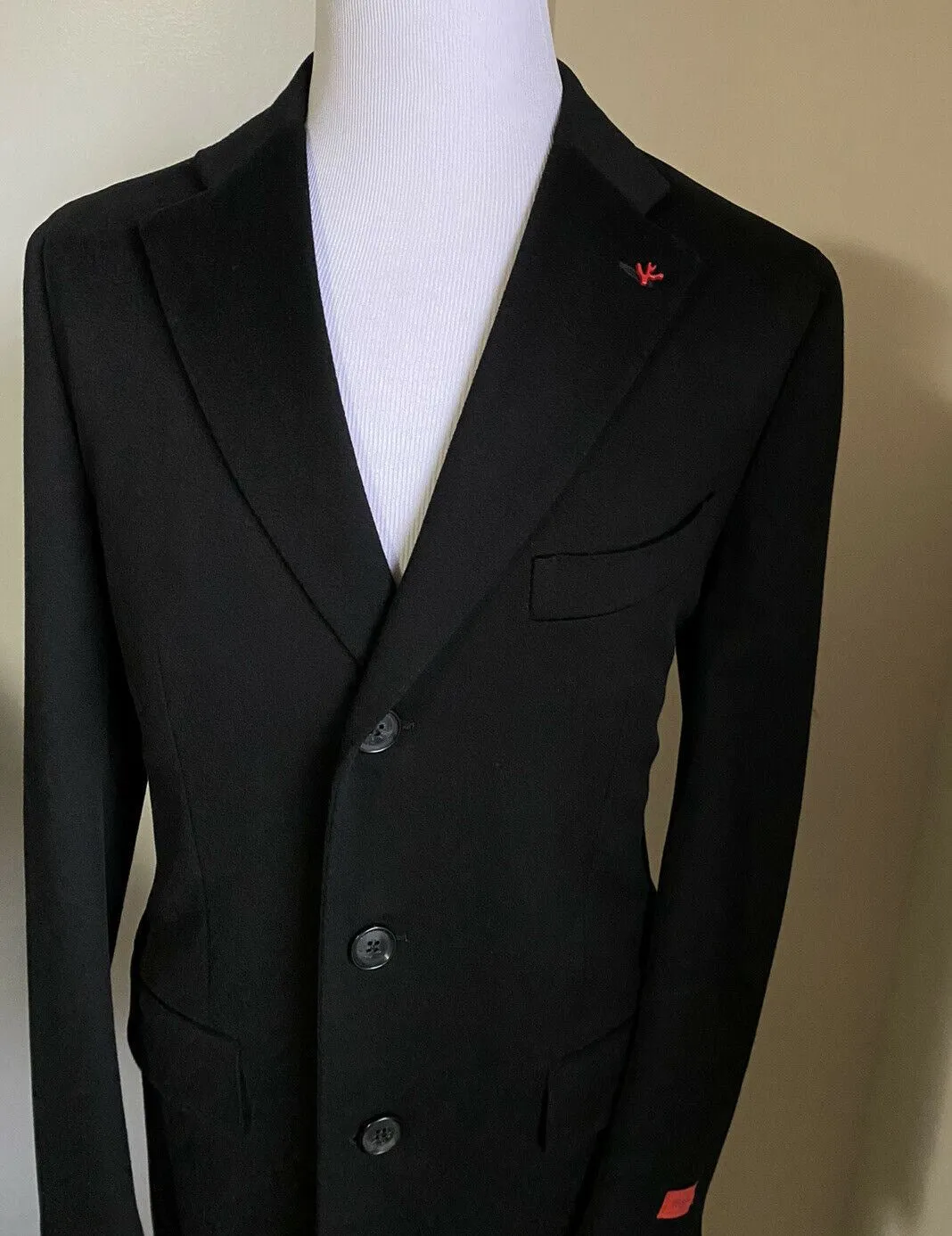 New $4200 Isaia Men’s Overcoat Coat Black Size 42R US ( 52R Eu ) Italy