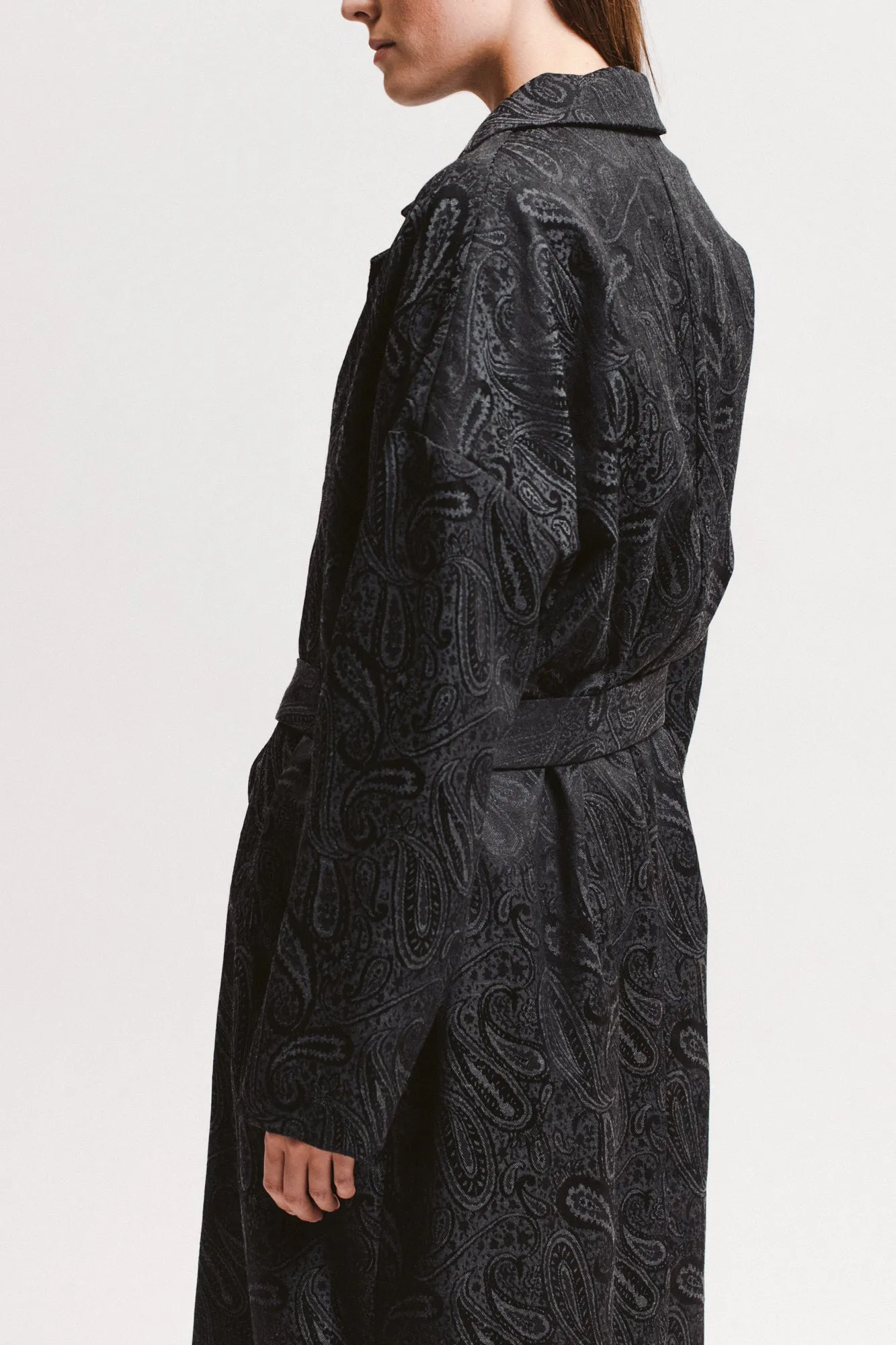 Paisley Overcoat - Black