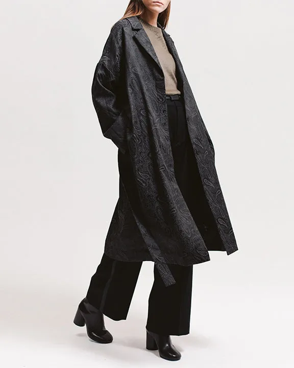 Paisley Overcoat - Black