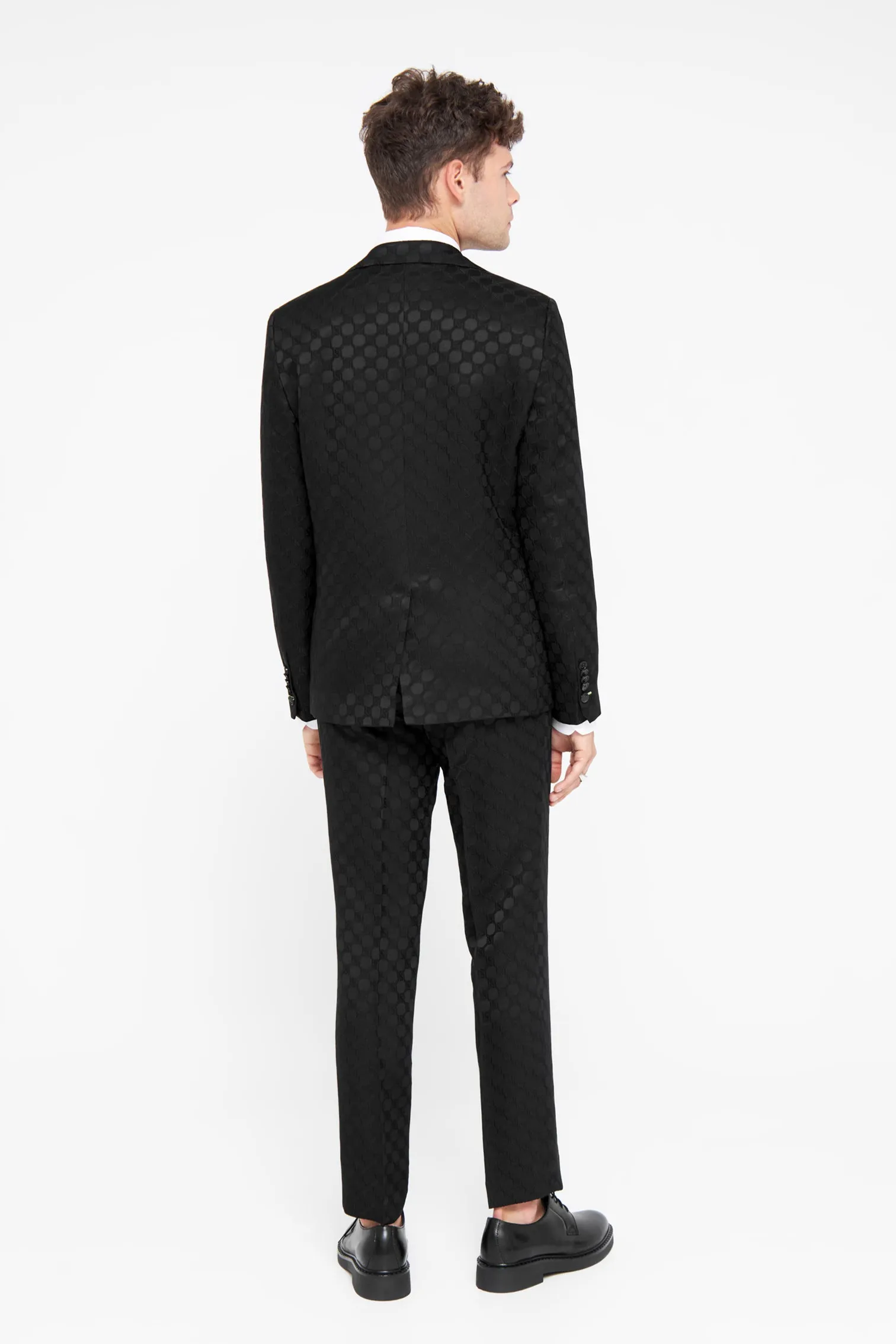 Papatya Slim Fit Black Jacquard Trousers
