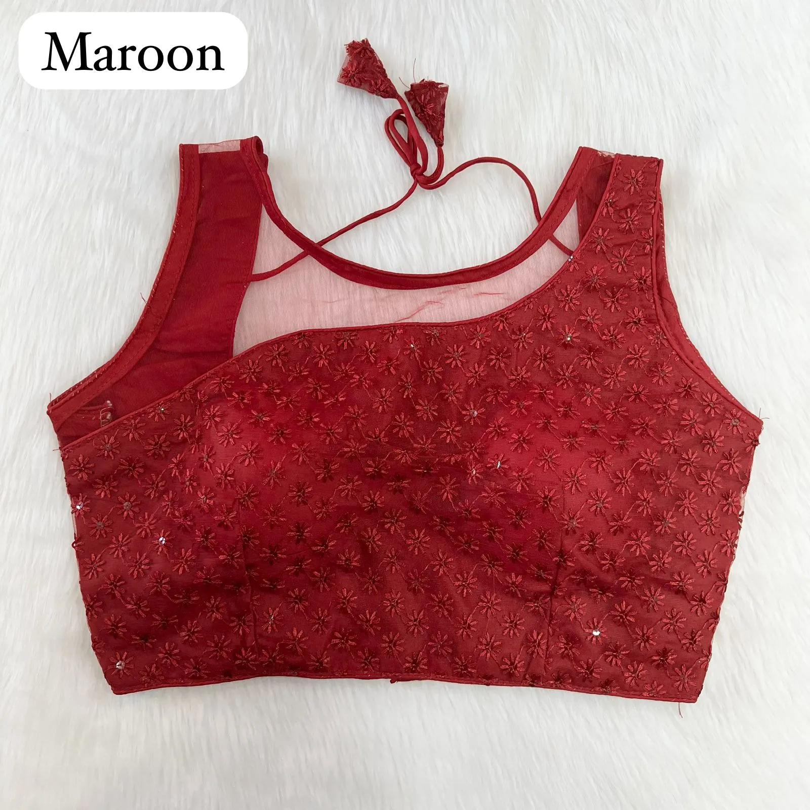 Party Wear Designer Chikankari Heavy Net Blouse