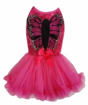 Pawpatu Hot Pink Butterfly Sequins Pet Costume Dress