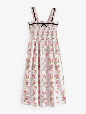Pink floral 100% cotton poplin slip dress