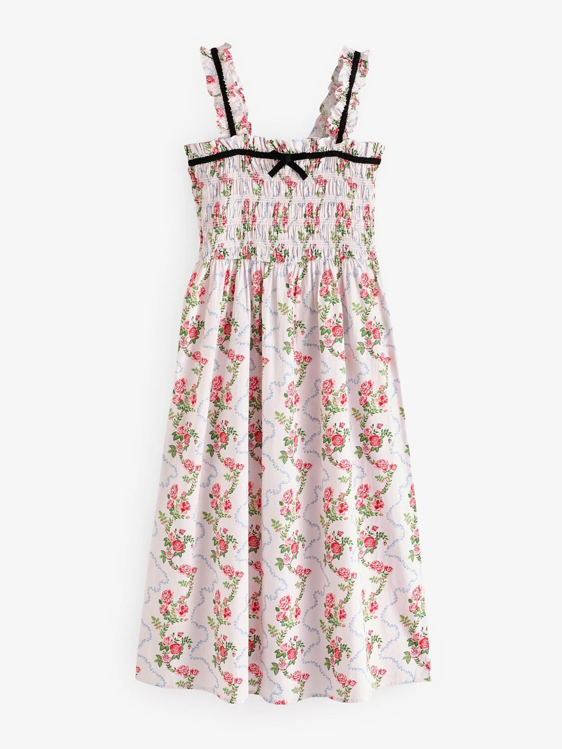 Pink floral 100% cotton poplin slip dress