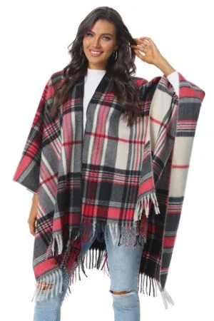 Poncho - Open Front Plaid