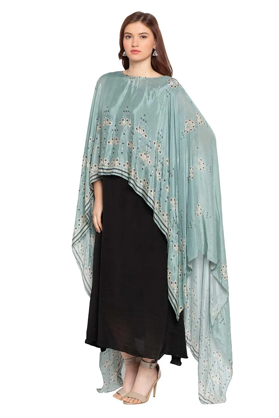 Printed Cape and Dress Co-ord Set (Set of 2)