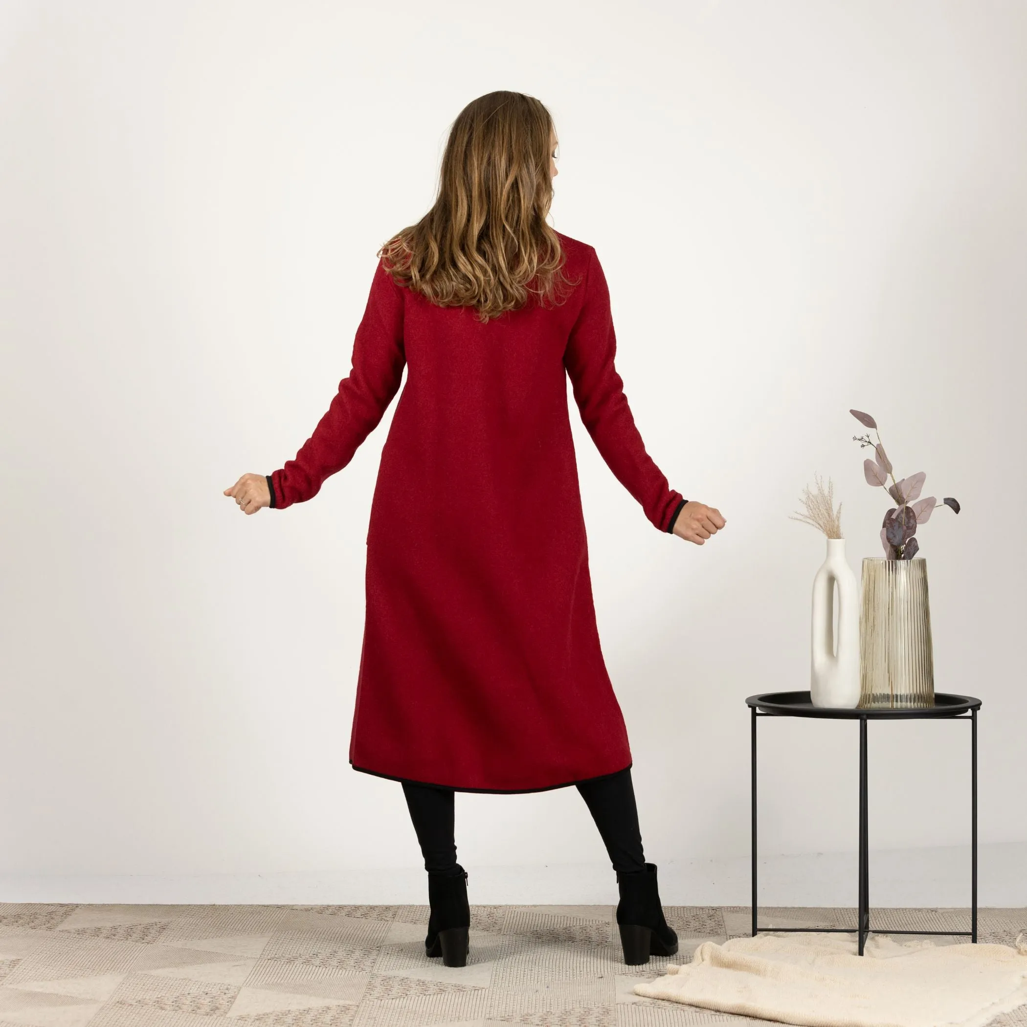 Prussian Blue Boiled Wool Coat with Pockets