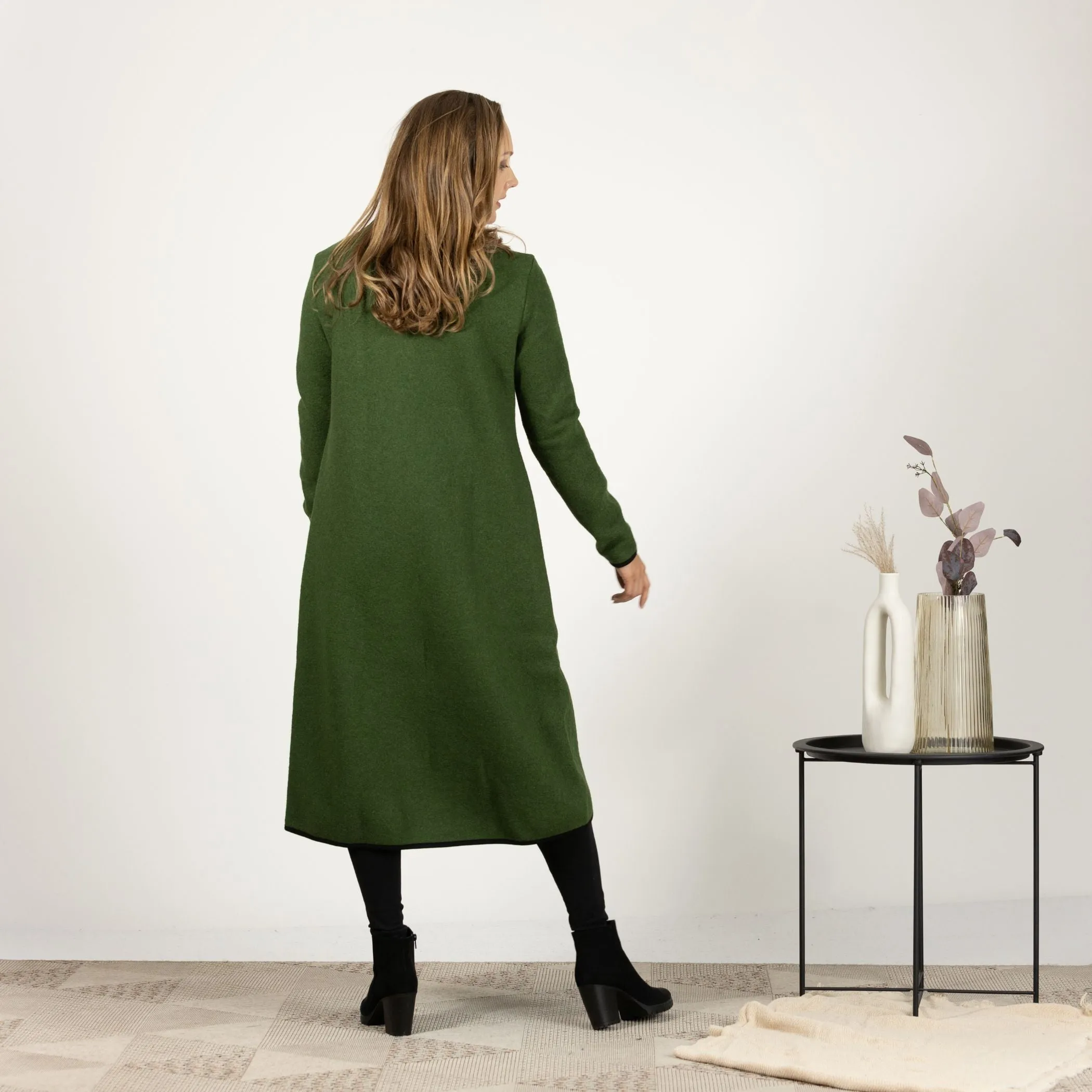 Prussian Blue Boiled Wool Coat with Pockets
