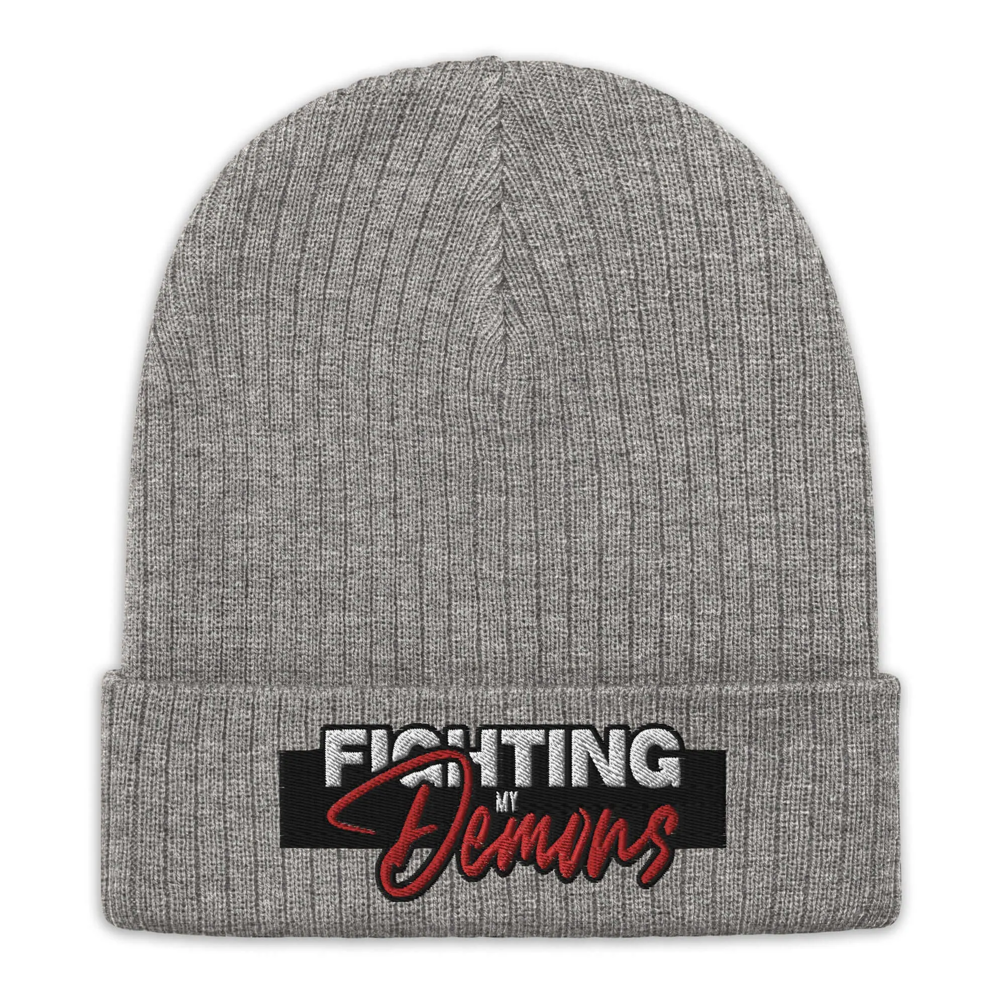"Fighting My Demons" Ribbed knit beanie (Color options available)
