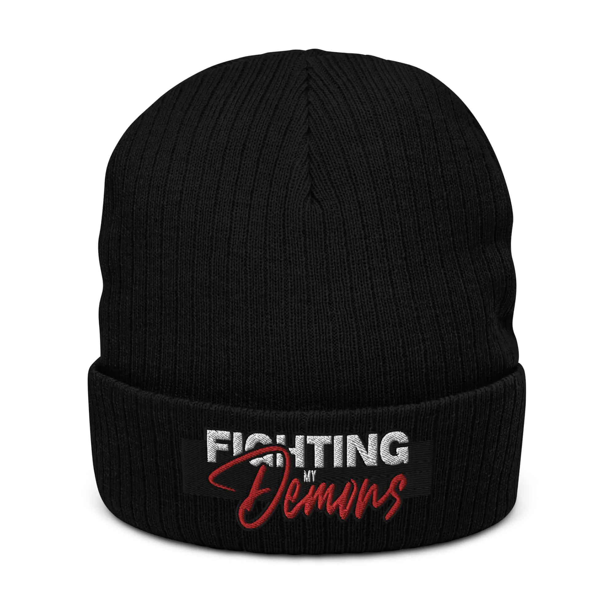 "Fighting My Demons" Ribbed knit beanie (Color options available)