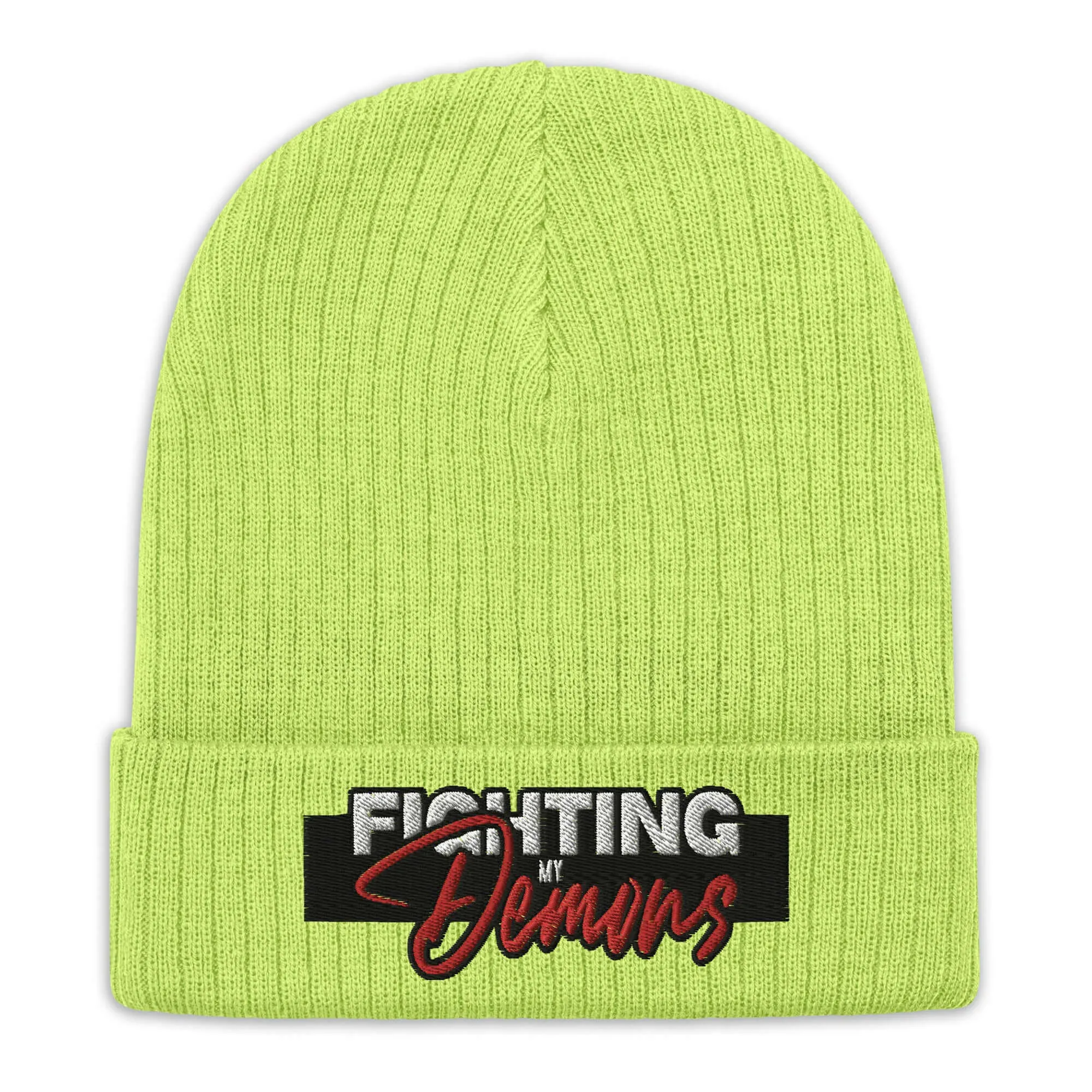 "Fighting My Demons" Ribbed knit beanie (Color options available)