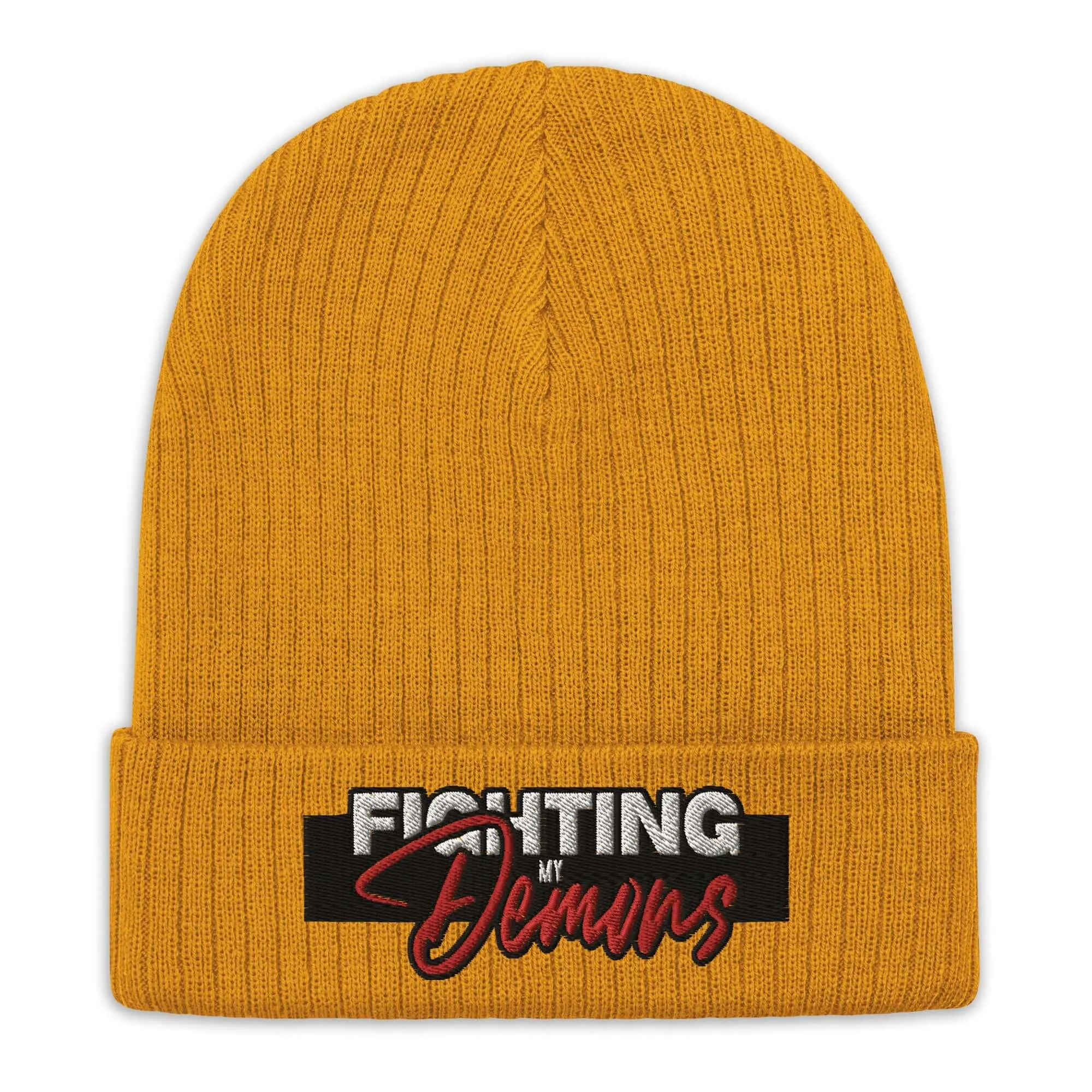 "Fighting My Demons" Ribbed knit beanie (Color options available)