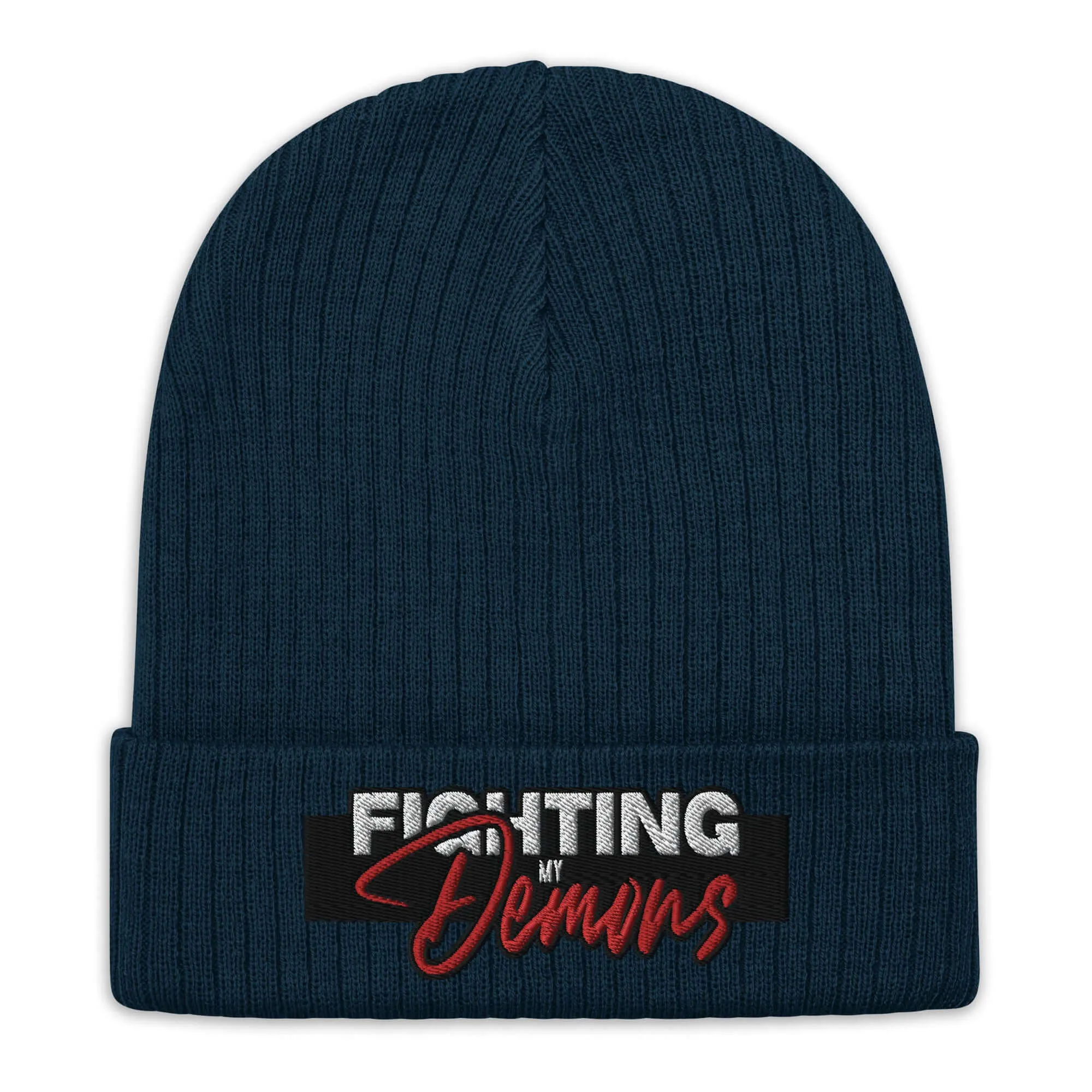 "Fighting My Demons" Ribbed knit beanie (Color options available)