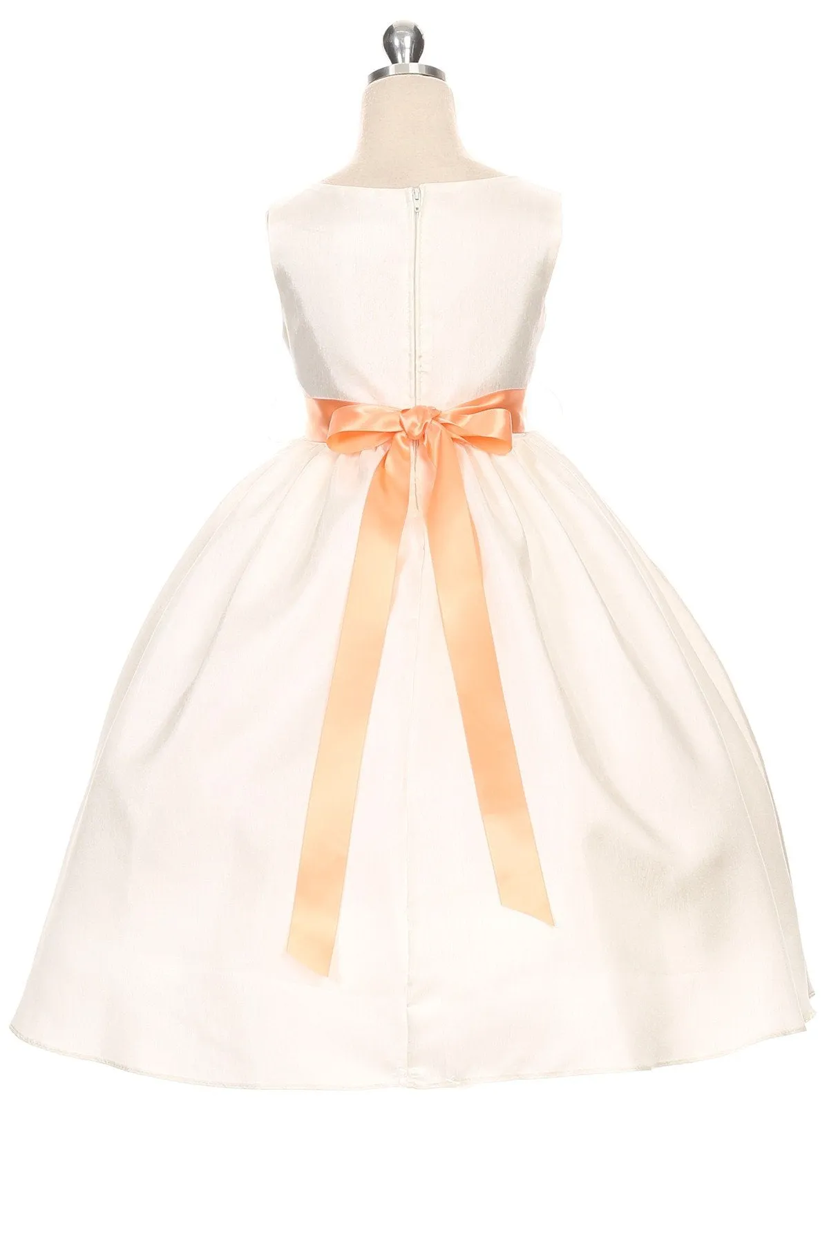 Shantung Girls Dress Decorated with Flower Petals