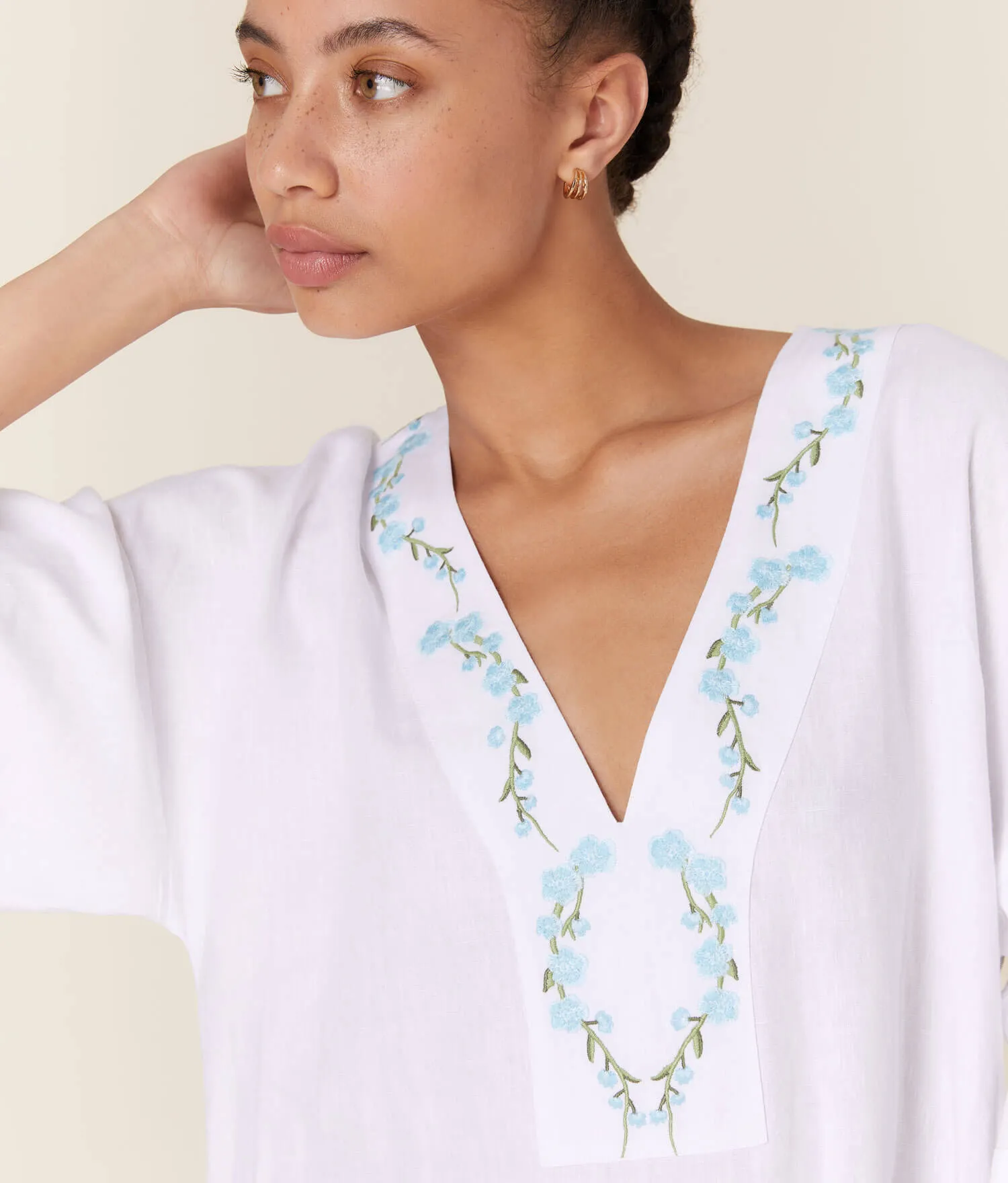 The Kepez Kaftan Dress - Linen - White