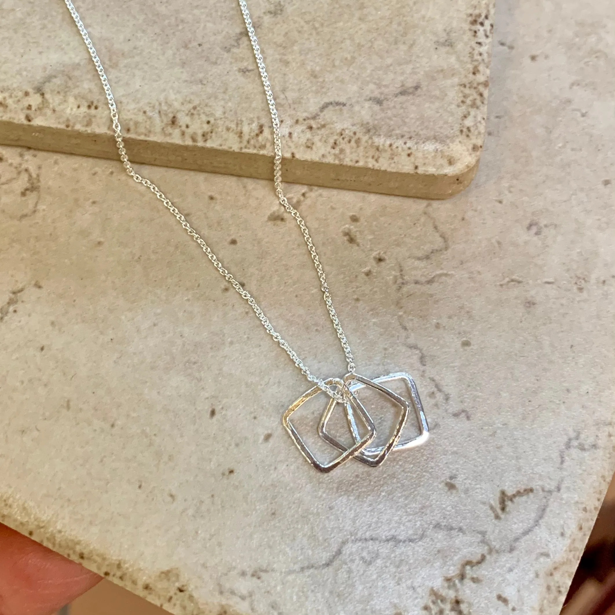 Tiny Trio Squares Necklace