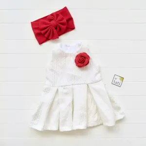 Tulip Dress in Royal Leaves White
