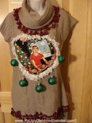 Ugly Christmas Sweater Party Tacky Dress Hottie Guy & Real Ornaments (d76)