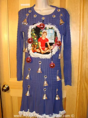 Ugly Christmas Sweater Party Tacky Dress Hottie Guy & Real Ornaments (d78)
