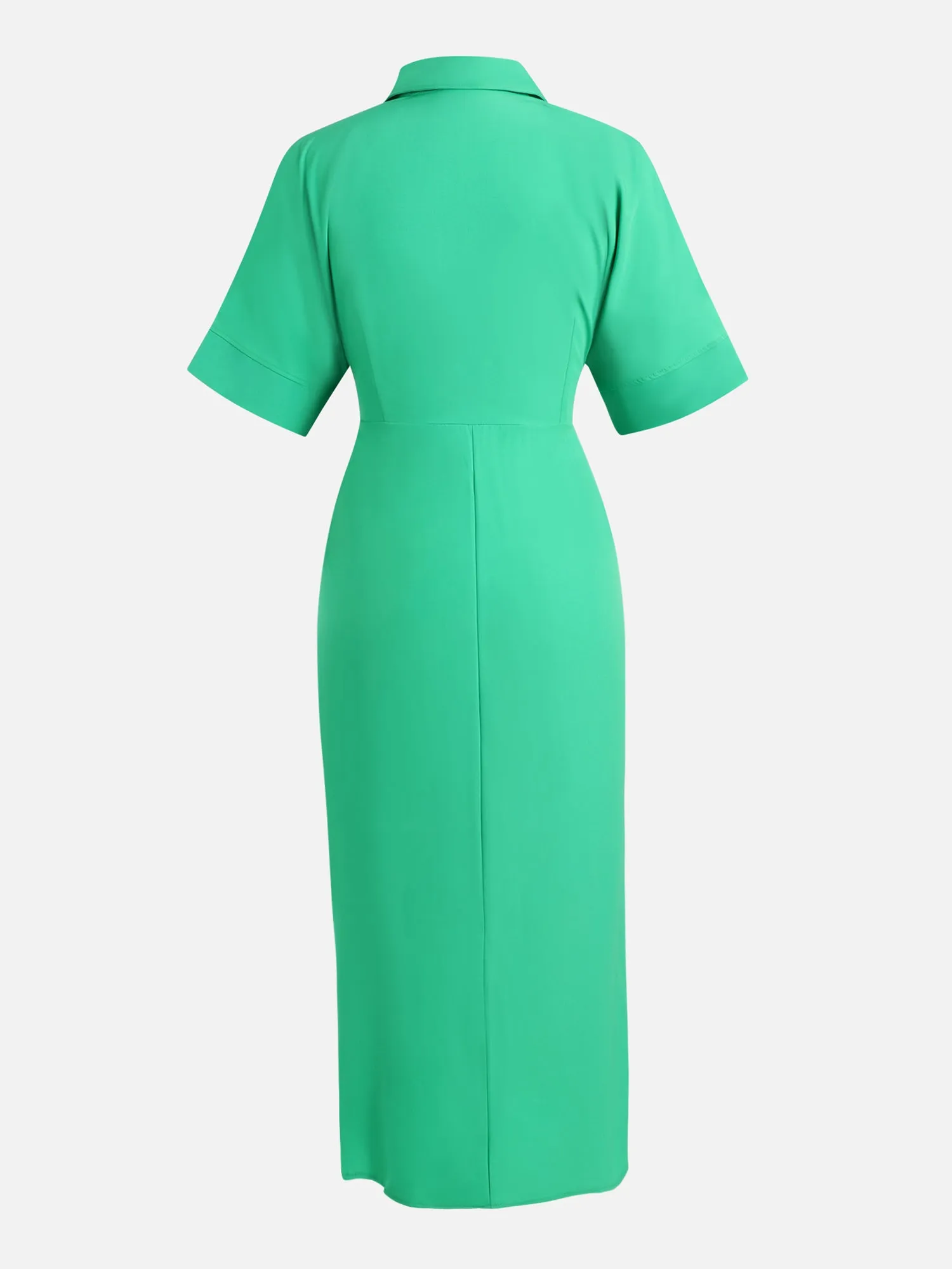 Waist Pleated Green Dress