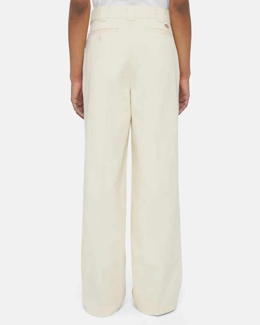 Wide Leg Work Trousers in White Cap Grey