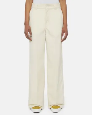 Wide Leg Work Trousers in White Cap Grey