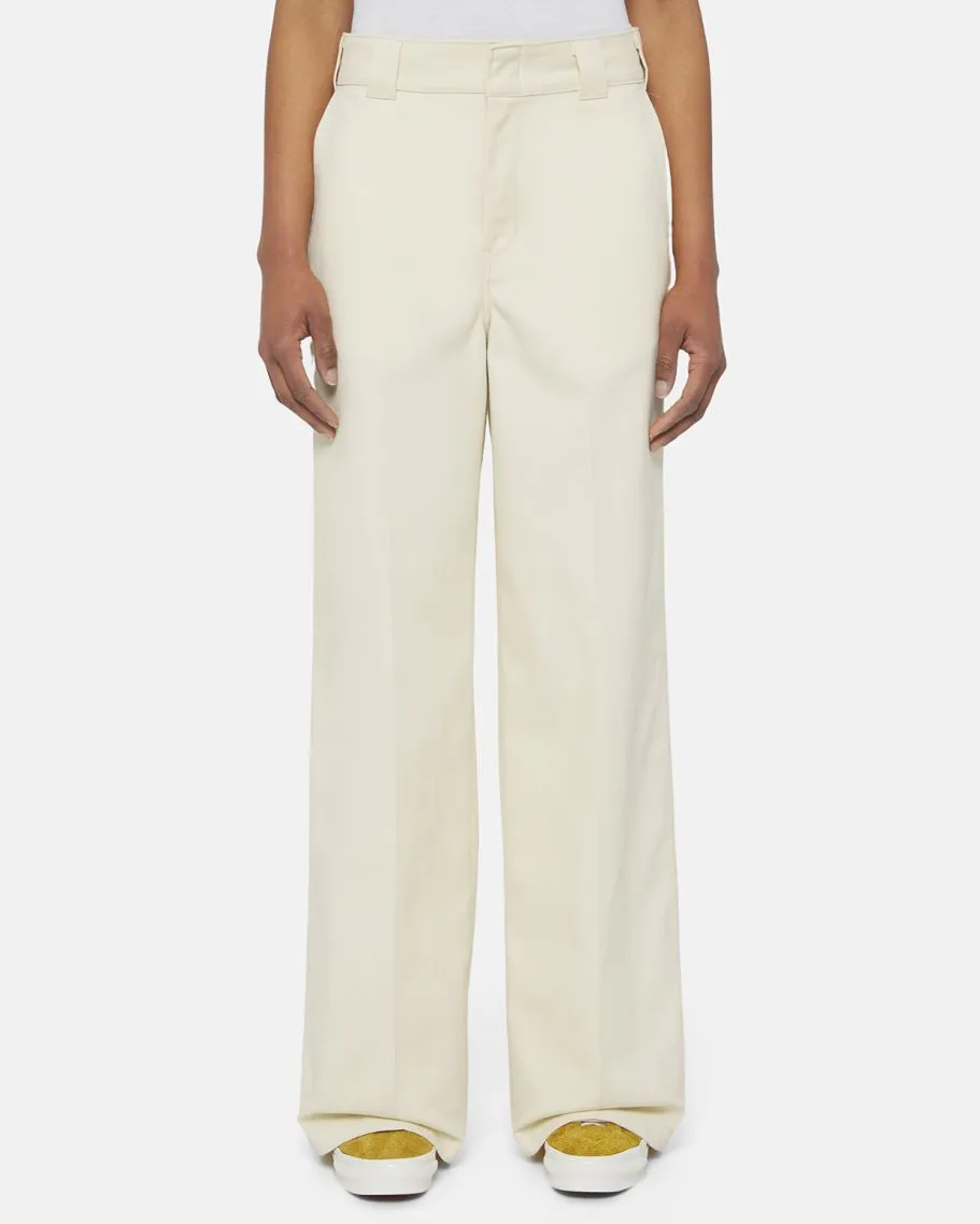 Wide Leg Work Trousers in White Cap Grey