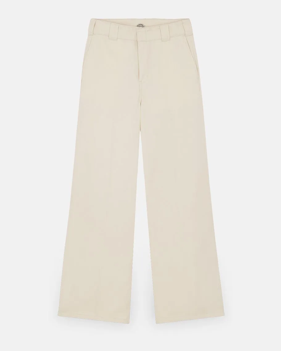 Wide Leg Work Trousers in White Cap Grey